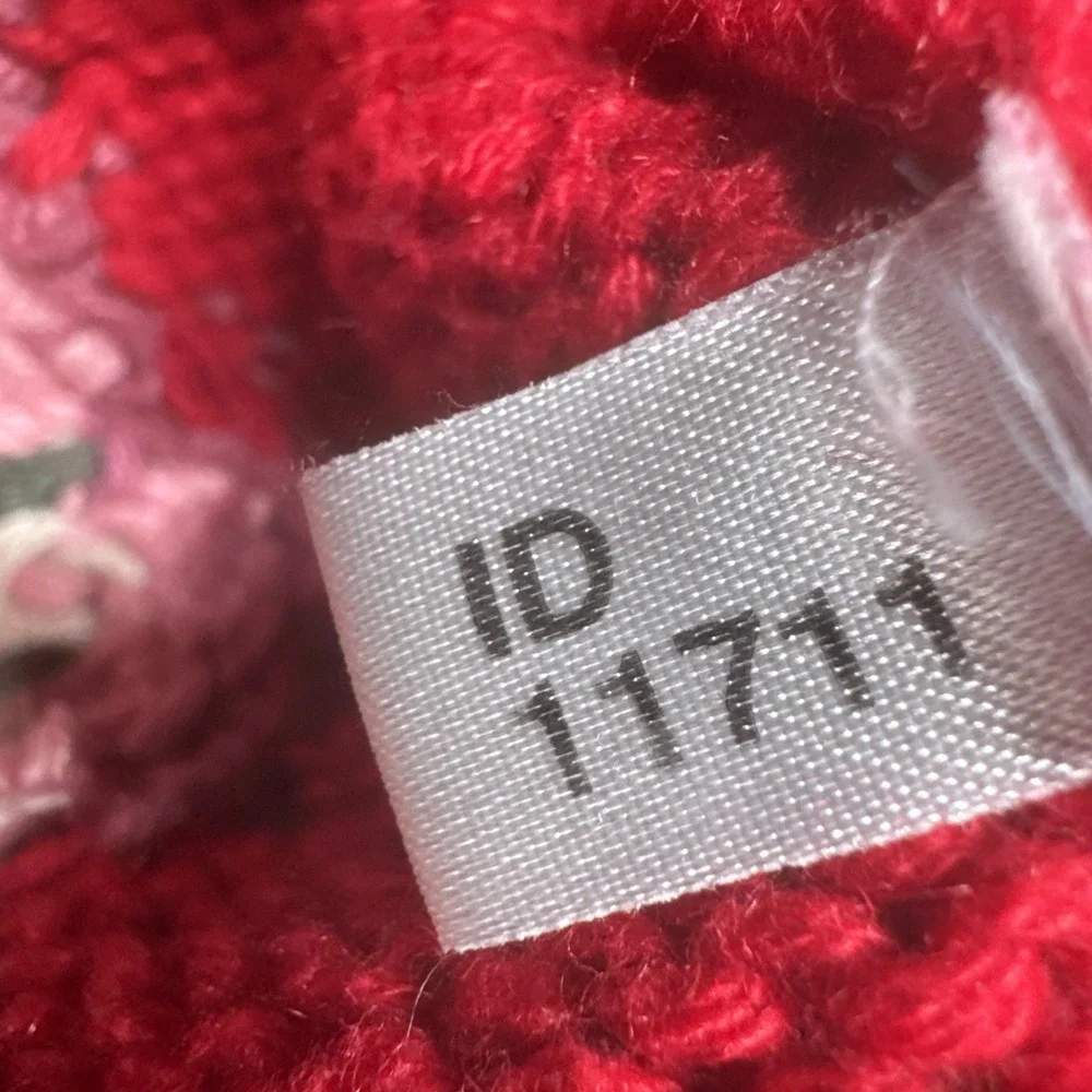 Vintage Hand Knit Red Floral Sweater‎ Fair Isle Cottagecore Women's Medium 90s - Picture 7 of 9